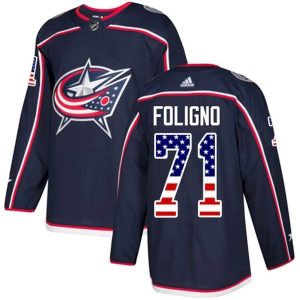 Kinder Columbus Blue Jackets Eishockey Trikot Nick Foligno #71 Navy USA Flag Fashion Authentic